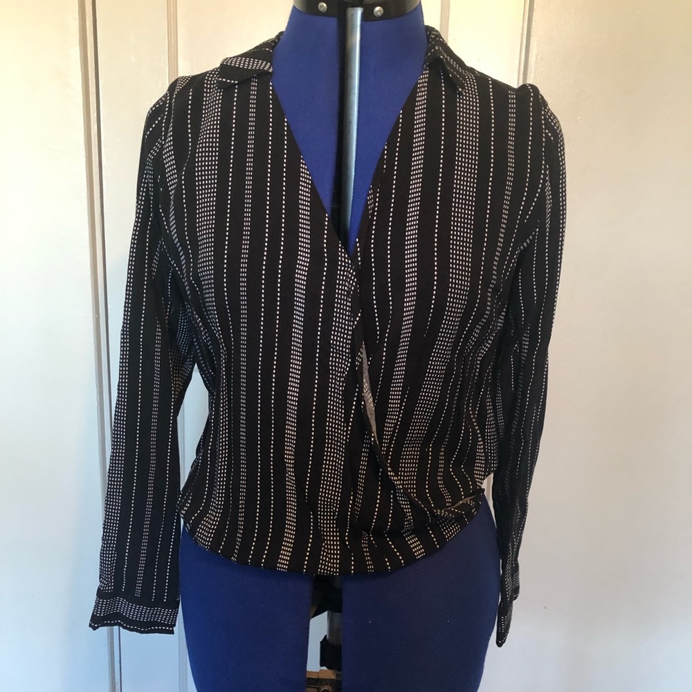 Black and White Wrap Top
